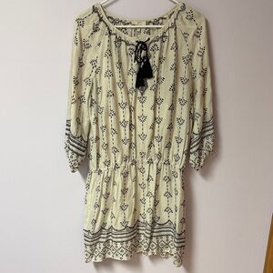 Joie Cream and Black Embroidered Dress